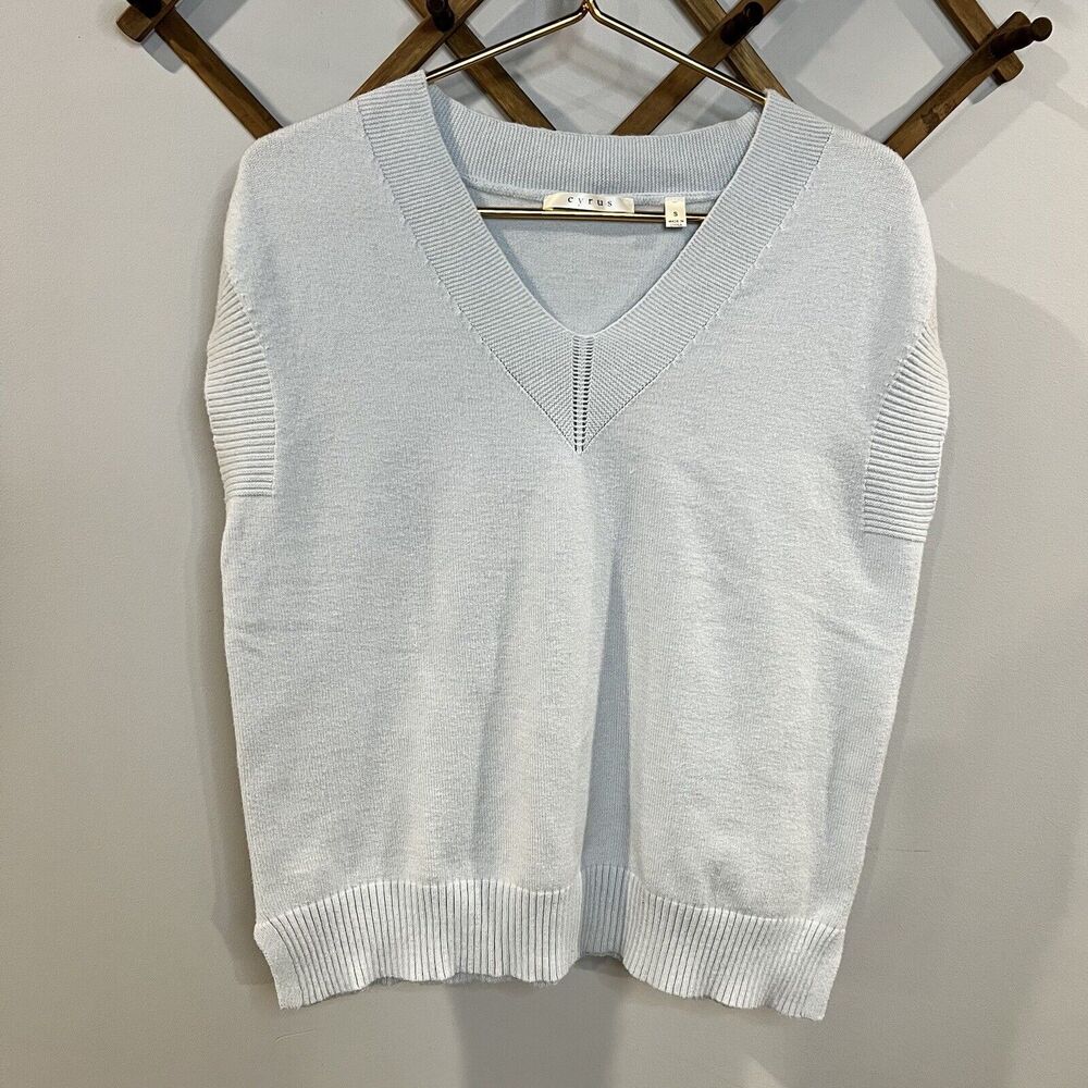 Cyrus Sky Blue Oversized Knit Sweater Vest Size Small